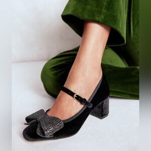 Embellished Bow Block Heels